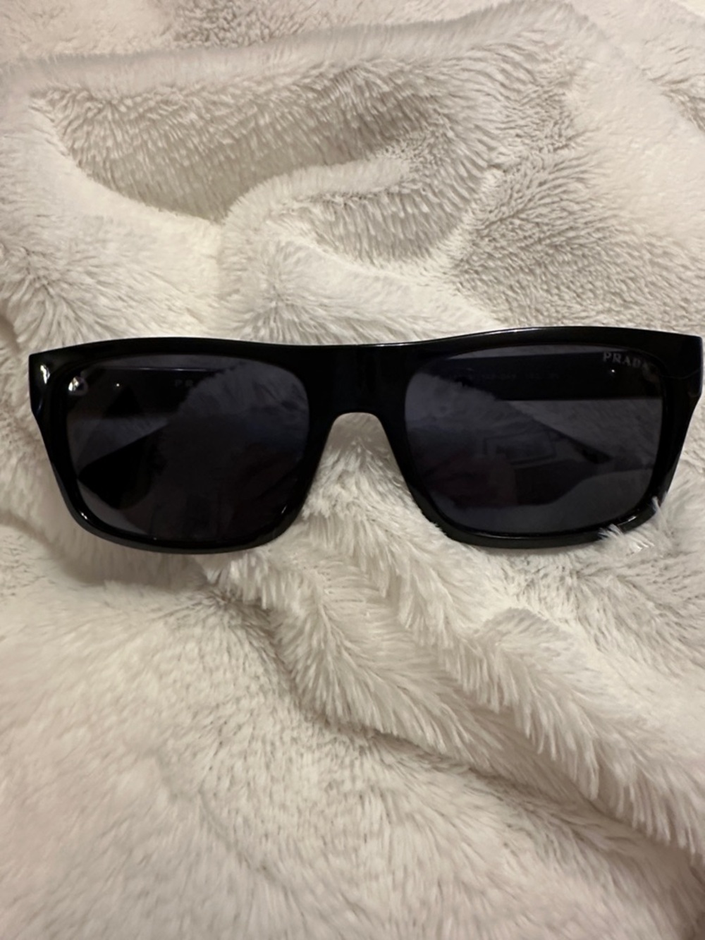 Prada Black Polarized Frame Sunglasses with Dark Blue Lenses